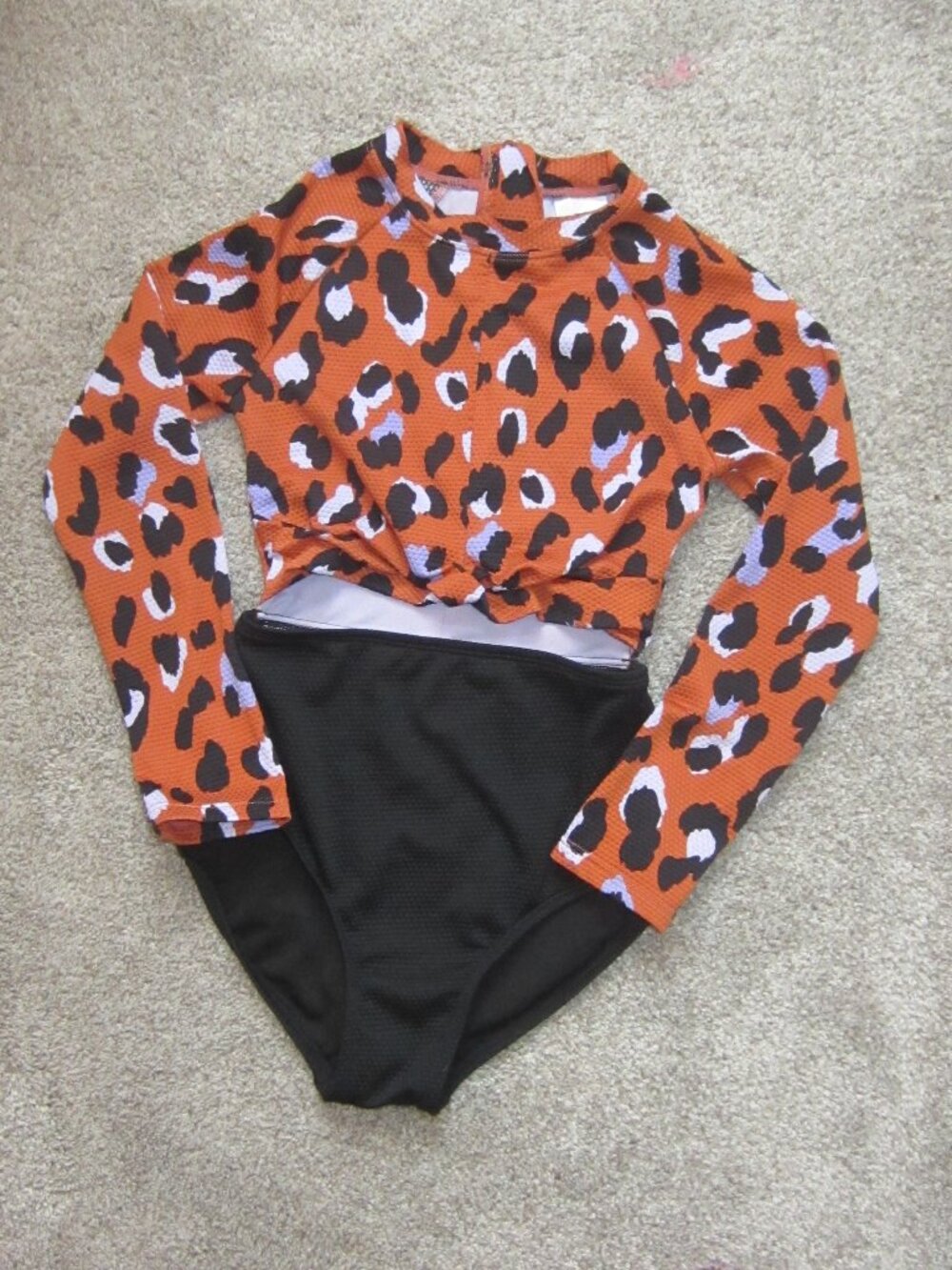 Girls Rashguard Swimsuit Sz S (6/7)~Art Class Cute Cheetah Print Swimsuit